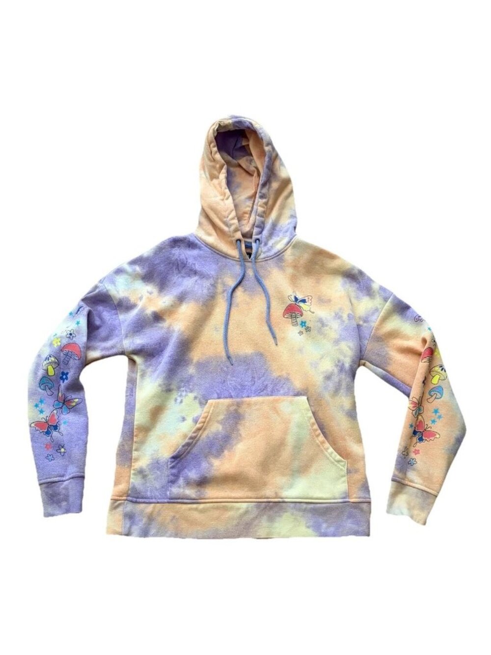A.Lab Tie Dye Hoodie Men’s Size Small Mushroom Butterfly Retro Orange Purple